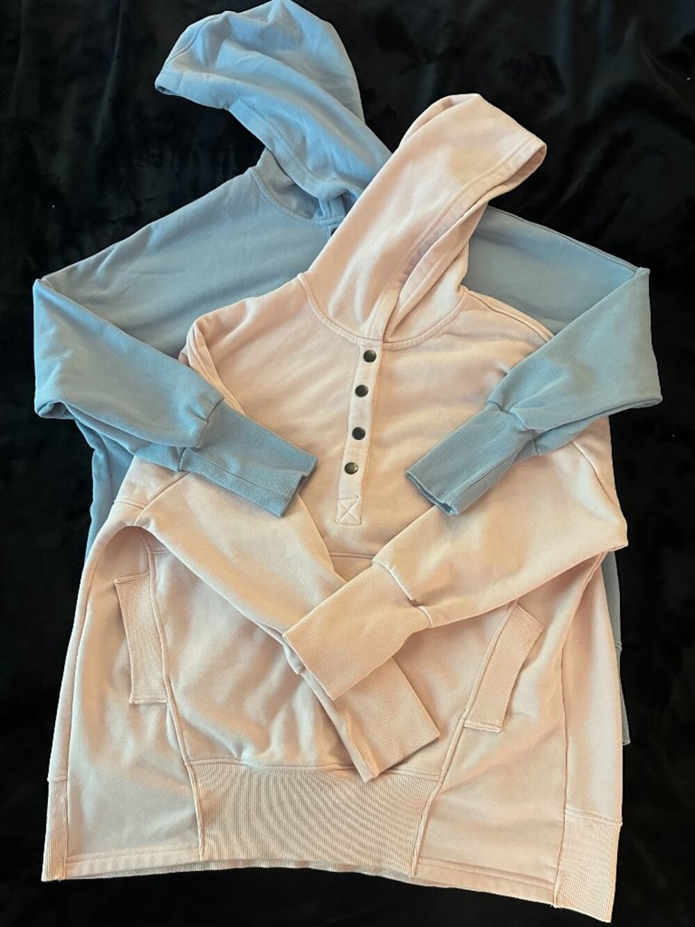 Bundle of 2 Snap Henley Oversized Hoodies Pastel Pink & Slate Blue NWOT Size S